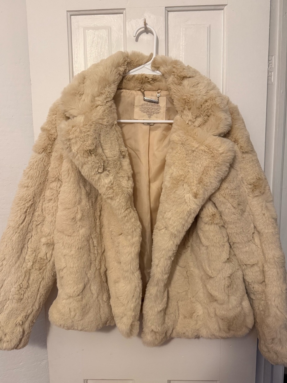 Jou Jou Cream Teddy Faux Fur Jacket